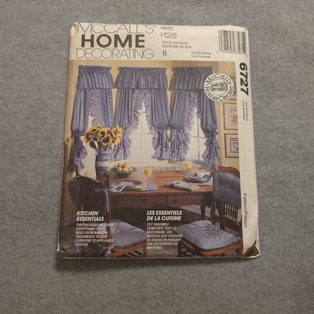 McCALL'S 6727 Kitchen Accessories Curtains Covers Cushions Awning Pattern -Uncut